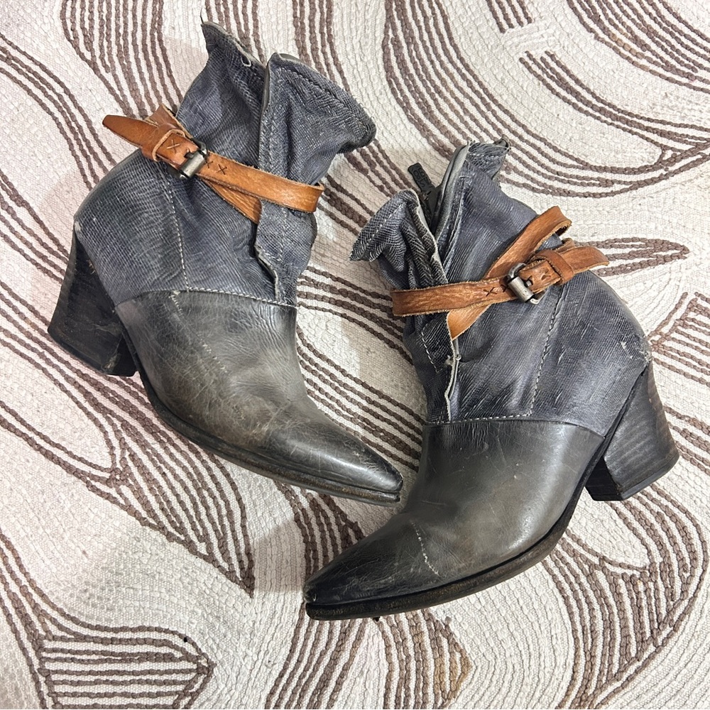 A.S. 98 Womens Leather Blue Aqua Biker Ankle Boots Sz 37